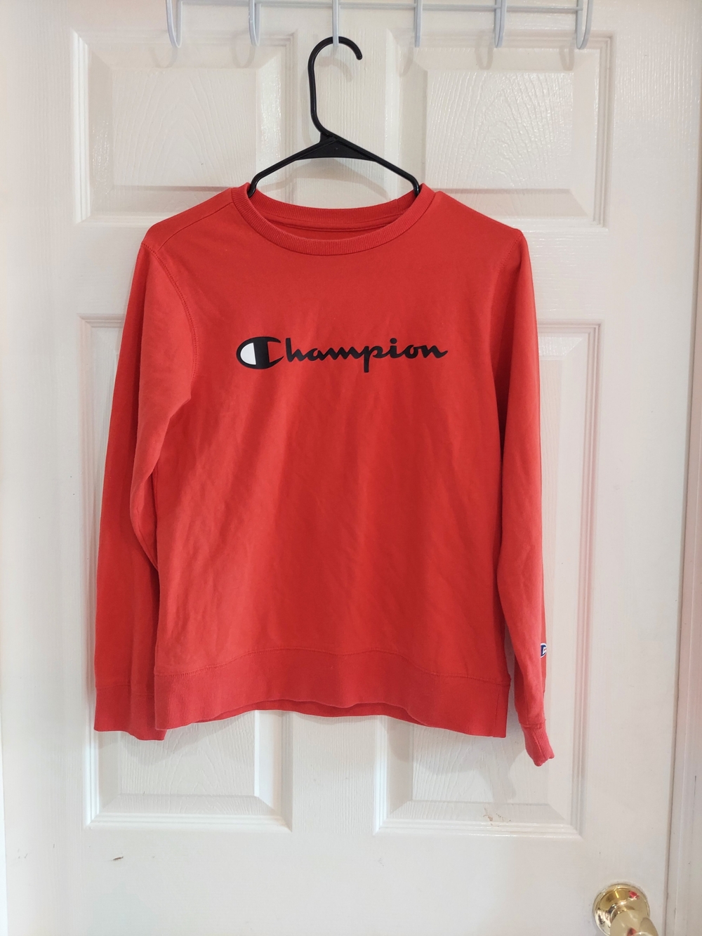 Champion Women's Crewneck Sweatshirt in Coral Red